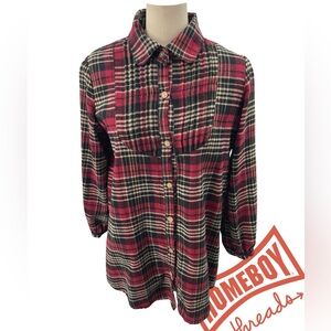 Kids Plaid Button-Up Shirt - Red and Black
